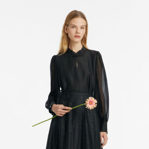 Elegant New Chinese Style Silk Shirt for Women with Button Detail Long Sleeve High Quality True Silk Spring Fashion Top