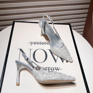 Giày Cao Gót Mũi Nhọn Đính Sequin Màu Hồng Thanh Lịch Cho Nữ Mùa Hè 2024 Giày Cao Gót Đính Hạt Mũi Nhọn Váy Dự Tiệc