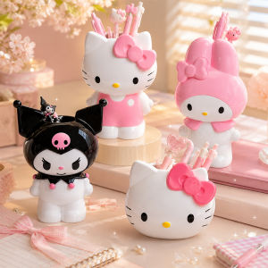 Bandai | Sanrio My Melody Hello Kitty Cute Pen Container Makeup Brush Holder Desktop Storage Box Dormitory Room Organizer Birthday Gifts