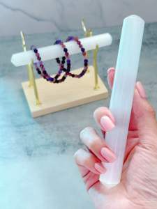 |SG| Premium Selenite Wands with Display Stand Set