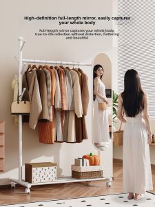 Home Organizer | Simple Clothes Hat Rack with Full-Length Mirror