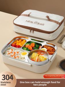 MONLEYTA | Large Capacity Stainless Steel 304 Insulated Lunch Box With Soup Bowl Five Grids Meal Plate For Office Workers Authentic Product