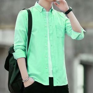 Kemeja Pria Polos Lengan Panjang Maroon Hitam Navy Bahan Katun Premium Hem Kantor dan Kasual