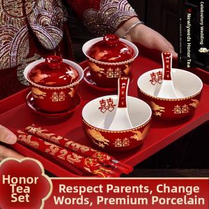 Wedding Tea Cup Set Red Dinnerware