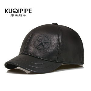 Leather Baseball Caps Mens Casual Short Brim Hat Spring Autumn Season Fashionable Sheepskin Five-Star Design Outdoor Cap