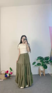 ชุดเซ็ตมินิมอล เสื้อยืดแขนสั้น กระโปรงพลีท