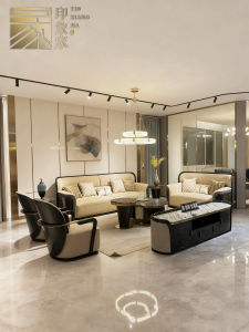 Italian Style Luxury High Back Leather Sofa Modern Villa Large Living Room Top Layer Cowhide Sofa Solid Wood Frame U Shape