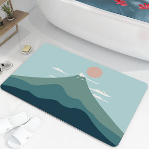 Japanese Style Silicon Dendroid Bathroom Mat Quick Dry Toilet Floor Pad Non Slip Shower Mat Cartoon Print Home Decor Rug