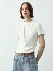 LE.SHERO | LE.SHERO Womens Short Sleeve T-Shirt Simple Solid Color Summer Fashion Design Regular Fit Cotton Polyester Blend Top