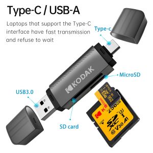 Kodak | Kodak 2 in 1 Card Reader USB3.0 & Type C Universal Card Adapter Multifunctional Adapter for SD Card & Micro SD Card