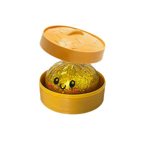 Bandai | Multi-color Glitter Squishy Bun Fidget Toy with Bamboo Steamer Adult Stress Relief Sparkle Squeeze Dumpling Sensory Toy