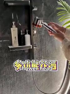 High Pressure Shower Head 5 Modes Handheld with Filter Water Saving One Key Stop Bathroom Shower With 10pcs Filter Cotton