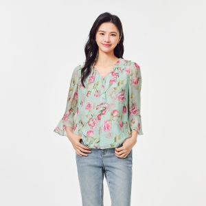 Koradior | Mulberry Silk Print Shirt For Women