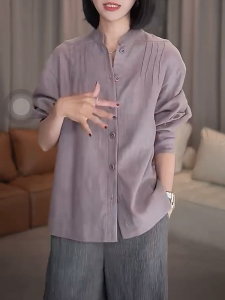 QINGNAER | Slimming Comfortable Design Casual Drapey Shirt