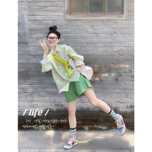 Travel Casual Beach Dress Summer Vacation Style Loose Elastic Waist Long Sleeve A-Line Skirt Polyester Fabric Print Pattern