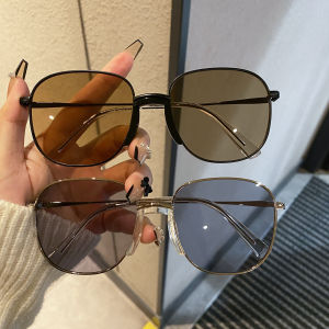 แว่นกันแดดทรงกลมทรงสี่เหลี่ยมสำหรับผู้ชายและผู้หญิง ป้องกันแสงแดด ป้องกันรังสียูวี แว่นกันแดดทรงสี่เหลี่ยมขนาดใหญ่ สไตล์เกาหลี