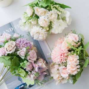30cm Artificial Flower Hydrangea Roses Peony Wedding Handle Flower Home Party Decor Fake Flower Bouquet