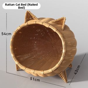 hipidog | All-Season Semi-Enclosed Cat Villa Bed Woven Bamboo