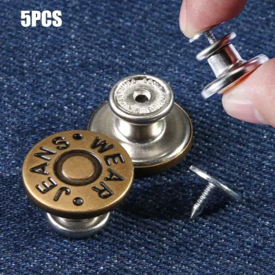 10Pcs Replacement Jeans Buttons No-Sewing Metal Button Nailless Removable Jean Buckles Pants Pins Waist Adjust Nail-Free Button