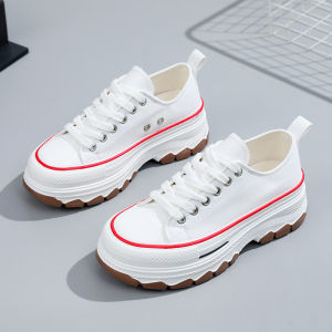 INS Canvas Shoes for Women 2023 Spring and Autumn New Breathable White Best Selling Platform Shoes Height Increasing Casual Board Shoes for Women