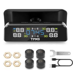 Updated Tire Pressure Monitoring System TPMS with 4 Sensors LCD Display Tire Pressure System for Car RV SUV MPV Sedans