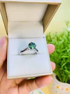 Nhẫn Moissanite Mỹ D/FL màu trắng kiểm định GRA kiểu 4 chấu chủ 7mm Nhẫn bạc nữ xi bạch kim đẹp Nhẫn kim cương nhân tạo moissanite màu xanh thiết kế sang trọng và đẳng cấp - KIM LỘC PHÁT N4CT5L