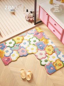 ZHIBAIJIA | Thảm Tắm Hình L Đá Diatom Nhanh Khô Chống Trượt