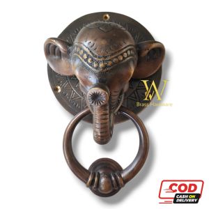 Ketukan Pintu Rumah Kuningan Antik Motif Gajah Thailand 1 Pcs