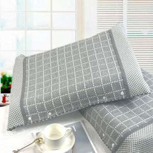Pure Cotton Latex Pillowcase Anti-Slip Memory Rubber Blue Grey Button Design Bedding Accessories Single Person Pillow Cover