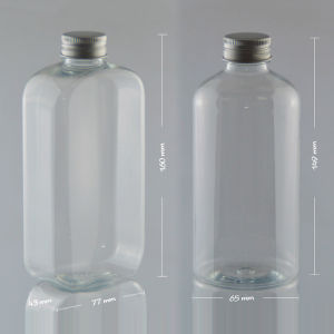Transparent PET Plastic Bottles with Aluminum Caps for Beverage Juice Enzyme Milk Tea round Bottle Flat Bottle Food Subpackage