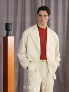 Machine Washable Merino Wool Knit Lapel Boxy Jacket
