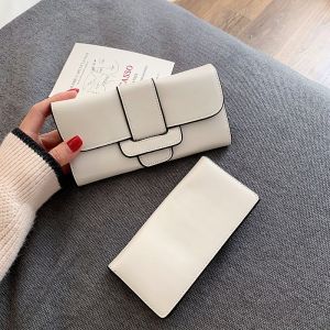 กระเป๋าสตางค์ผู้หญิง 3 ชั้น ความจุขนาดใหญ่ กระเป๋าถือแบบพกพา กระเป๋าสตางค์หนัง PU กระเป๋าสตางค์แบบพับได้ 3 ครั้ง