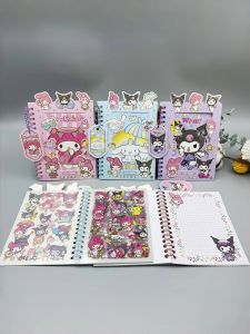 1/3pcs Kuromi Melody Sticker Set Adorable Diy Journaling Kit With Coil Notebook Pendants Stationery Gifts For Teens Up