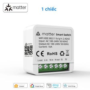 Matter WiFi Smart Switch 16A Mô-đun Chuyển Tiếp Công Tắc Đèn Điều Khiển Bằng Giọng Nói Tương Thích Với Alexa Google Homekit Smartthings Cho Tự Động Hóa Nhà Thông Minh