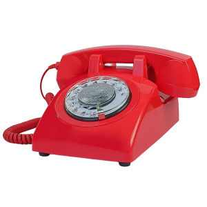 Red Corded Telephone Classic Rotary Dial Home Office Phones Antique Vintage Telephone of 1930s Old Fashion Telephone