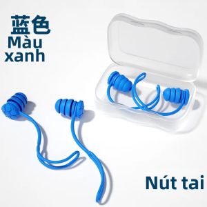 Bộ Nút Bịt Tai Silicon 3 Lớp Có Dây Chống Mất Chống Nước Giảm Tiếng Ồn Dùng Cho Bơi Lội Tắm Học Tập Có Thể Tái Sử Dụng