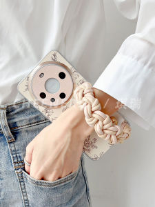 Pink Rose Ins Style Huawei Mate70Pro Phone Case with Wrist Strap Crossbody Lanyard Female Lens Full Cover Support Backpack Version