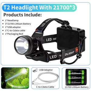 Kensun | Powerful Headlamp 3*XHP70.2 LED Beads Super Bright Head Lamp Fan-Cooled Multi-Mode Rechargeable Headlight For Outdoor Fishing