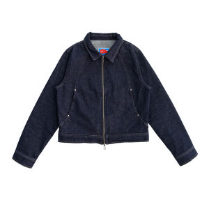 Innomoood Zipper Design Denim Jacket Original Design Cotton Straight Tube Short Outerwear for Men And Women