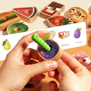 Montessori Threading Toys Stringing Threading Wooden Beads Early Educational Toys for Kids Christmas Gift