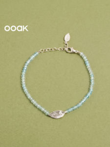 Natural Stone Moonlit Laurel Leaves Blue Topaz Bracelet