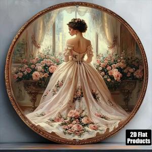 CIFbuy | CIFBUY Metal Wall Art Vintage Pink Victorian Dress Elegant Floral Iron Plaque 8x8 Inch Home Bar Living Room Decor