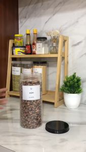 Toples Bumbu dapur 1300ml Aluminium Hitam  free label