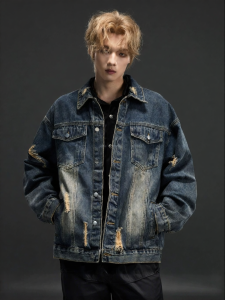 ALLIN | Streets Fashion Retro Ripped American Washed Denim Jacket