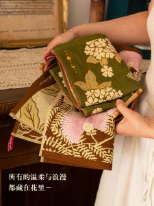 Khăn Vuông Cotton Thêu Hoa Phượng Không Rụng Khăn Lau Tay Treo Khăn Vải Cotton Nguyên Chất Khăn Lau Tay Dùng Hàng Ngày