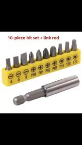 10PC dải cao su qua tuốc nơ vít đầu bit 60mm chuyển đổi mở rộng thanh công cụ điện Chế biến gỗ thiết lập
