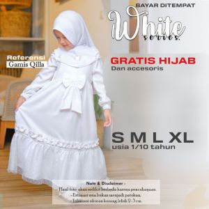 Set Gamis Anak Perempuan Warna Putih Terbaru Manasik Haji Anak Syari 2023