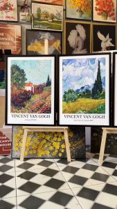 Tranh in Canvas Bộ 3 Cổ Điển Danh Họa Vincent Van Gogh (Có hình thật - Đã có khung móc đinh treo) - The Canvas House