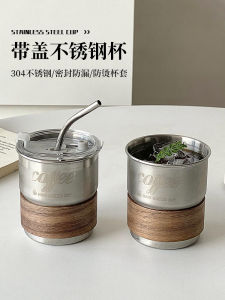 Portable Stainless Steel 304 Coffee Mug with Lid Heat Resistant High Aesthetic Value Outdoor Camping Drinking Tea Cup