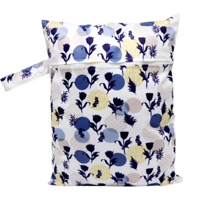 21*28.5cm Baby Diaper Bag Cartoon Print Wet Dry Nappy Zipper Handbag Stroller Carry Pack Travel Outdoor Wet Diaper Storage Bags